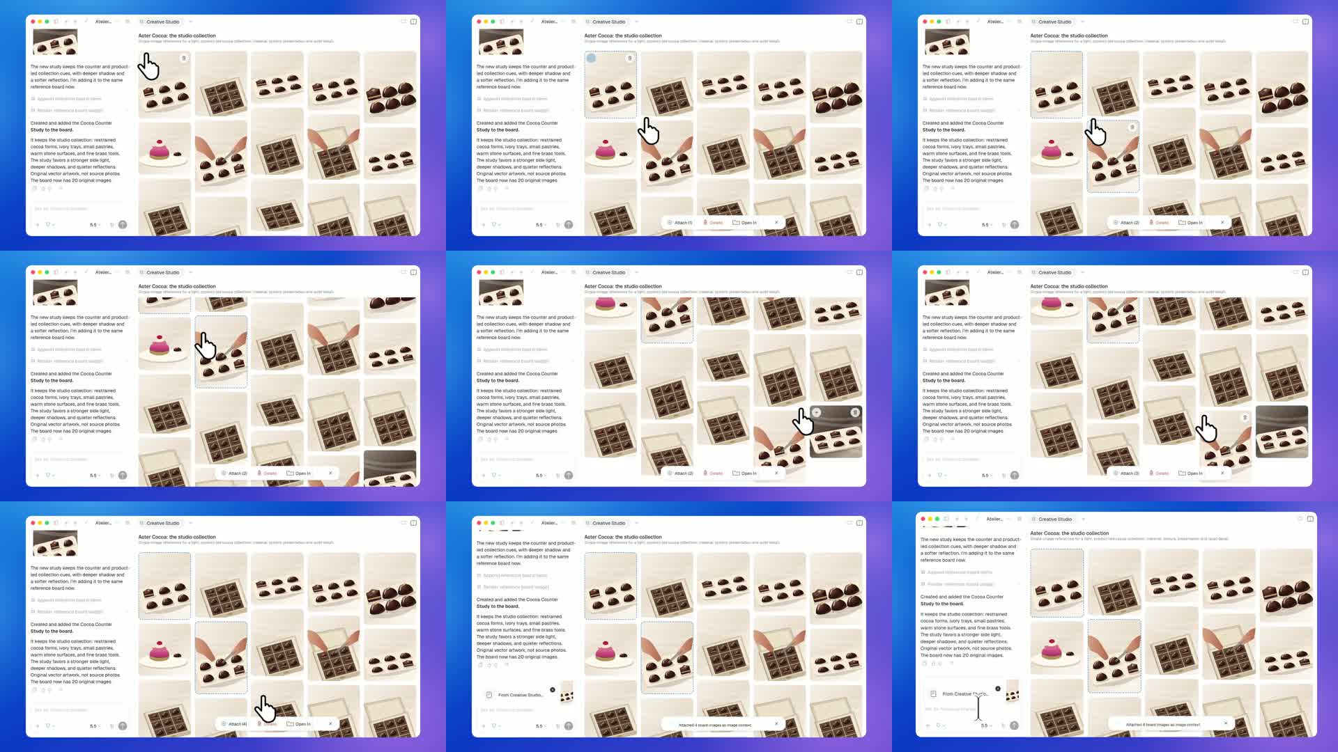 Nine sampled frames from A including the end
